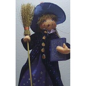 Annalee 2007 Bewilda Witch 10" Halloween Doll Broom & Book